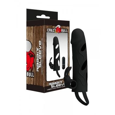 Crazy Bull Rabbit Sleeve: Vibro-Penishülle, Schwarz 1 Crazy Bull Rabbit Sleeve: Vibro-Penishülle, Schwarz