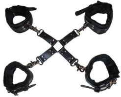 Bondage Leder Hogtied Fesselset Gepolsterte Kreuz Fesseln Hand Fuß Fesseln Leder Kre