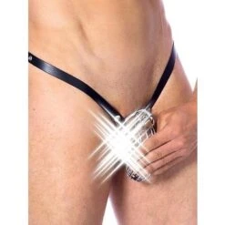 Leder-Keuschheitsgürtel Mit Abschließbarem Peniskäfig