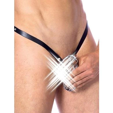 Leder-Keuschheitsgürtel Mit Abschließbarem Peniskäfig 1 Leder-Keuschheitsgürtel Mit Abschließbarem Peniskäfig