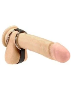 Metall-Penisringe Mit Leder-Hodenteiler