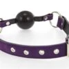 Leder Mundknebel Mit Silikonball - VIOLETT