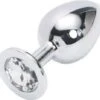 XL 40mm Edelstahl Anal Plug Buttplug Extra Schwer 357g Mit Kristall Klar