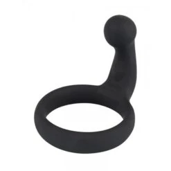 Black Velvets Cock Ring: Penisring Mit Perineum-Stimulator, Schwarz