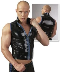 Herren Latex Weste Mit Front Zip