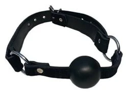 Bondage Echt Leder Ball Mund Knebel Schwarz Mit 40mm Ball - Studio Qualität