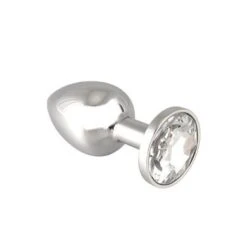 Edelstahl-Buttplug Mit Klarem Kristall (75g)