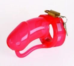 MALESATION Peniskeuschheitsgitter Silikon Groß Rot-Klar