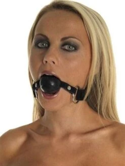 Velourleder-Knebel Mit Silikonball, Schwarz