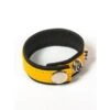 Black Label 3 Snap Leather Cock Ring: Penis- Und Hodenriemen, Schwarz/gelb