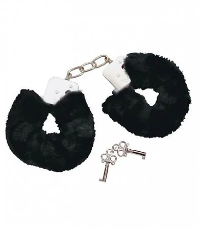 Handschellen Plüsch Schwarz 1 Handschellen Plüsch Schwarz