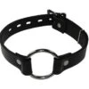 Leder Mundknebel Mit Öffnungsring SCHWARZ