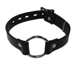 Leder Mundknebel Mit Öffnungsring SCHWARZ