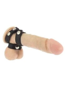 Leder-Penis-/Hodenriemen Mit Druckknöpfen, Schwarz