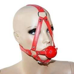 Mundknebel #7079 Ballknebel. Kopfharness Mit Gag-Ball. Rot