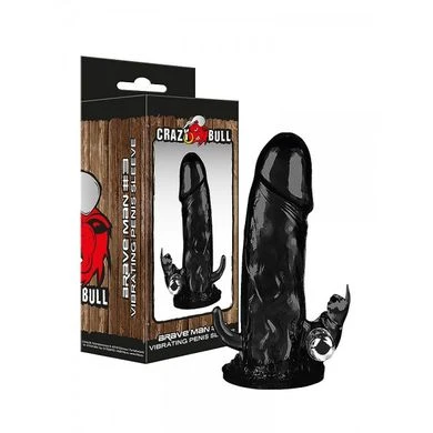 Crazy Bull Brave Man 3: Vibro-Penishülle, Schwarz 1 Crazy Bull Brave Man 3: Vibro-Penishülle, Schwarz