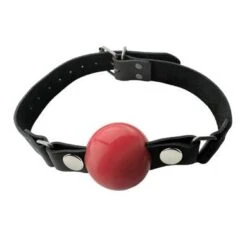 Spartacus Silicone Small Ball Gag Leder Knebel Rot Red 3.8cm 1 1/2"