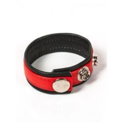 Black Label 3 Snap Leather Cock Ring: Penis- Und Hodenriemen, Schwarz/rot