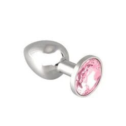 Edelstahl-Buttplug Mit Rosa Kristall (75g)