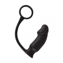 Black Velvets: Vibro-Plug Mit Penisring, Schwarz